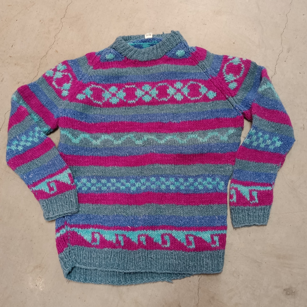 Nepal Vintage Handknit Rustic Wool Sweater